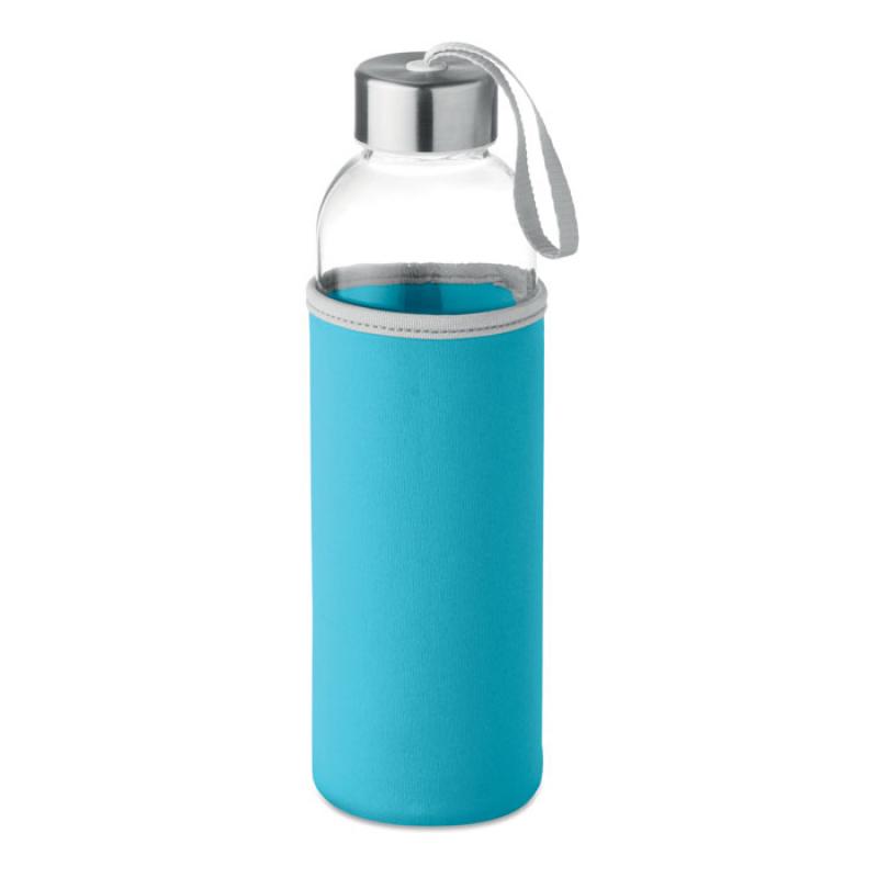 Image of Promotional Glass Bottle with coloured neoprene pouch 500ml
