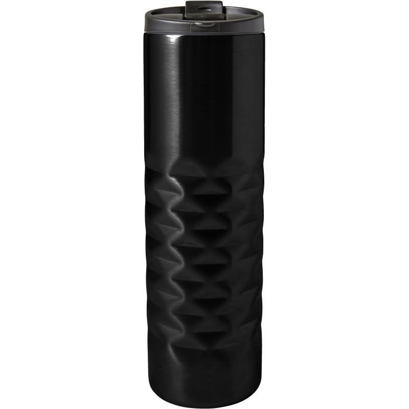 Image of Engraved Diamond thermos mug. Stainless steel insulated mug. Black