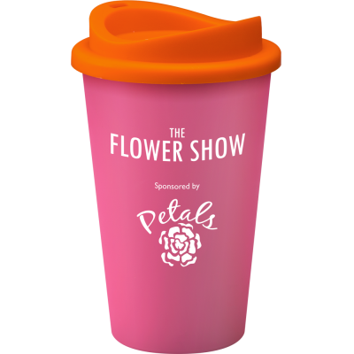 Image of Printed Reusable Universal Coffee Mug 350ml Pink