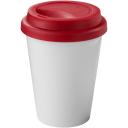 Image of Branded Zamzam reusable coffee mug in white with red lid 330ml