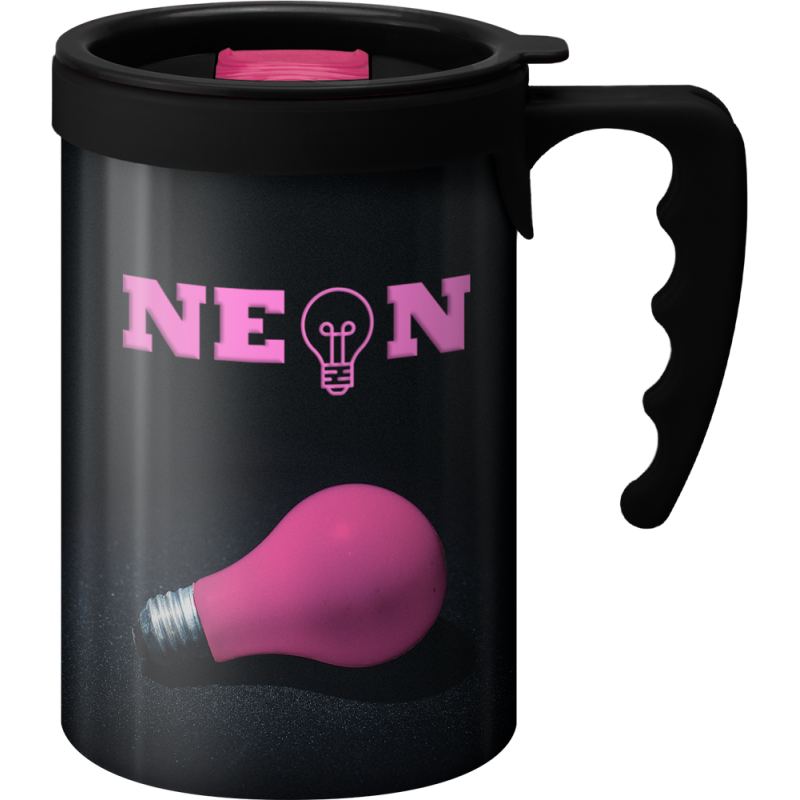 Image of Full colour printed Apollo reusable coffee mug 350 ml Black