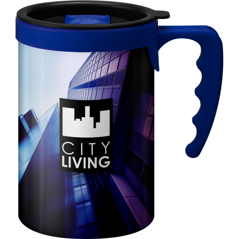 Image of Branded Apollo reusable coffee mug, blue BPA free 350ml