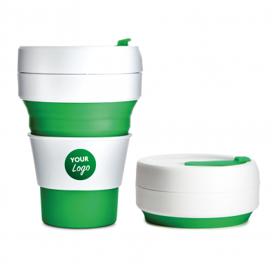 Image of Promotional Stojo collapsible coffee cup Green BPA Free
