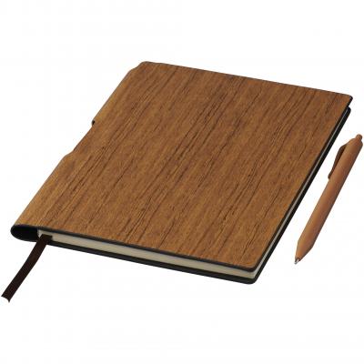 Image of Promotional Bardi A5 notebook with wood look design and matching pen