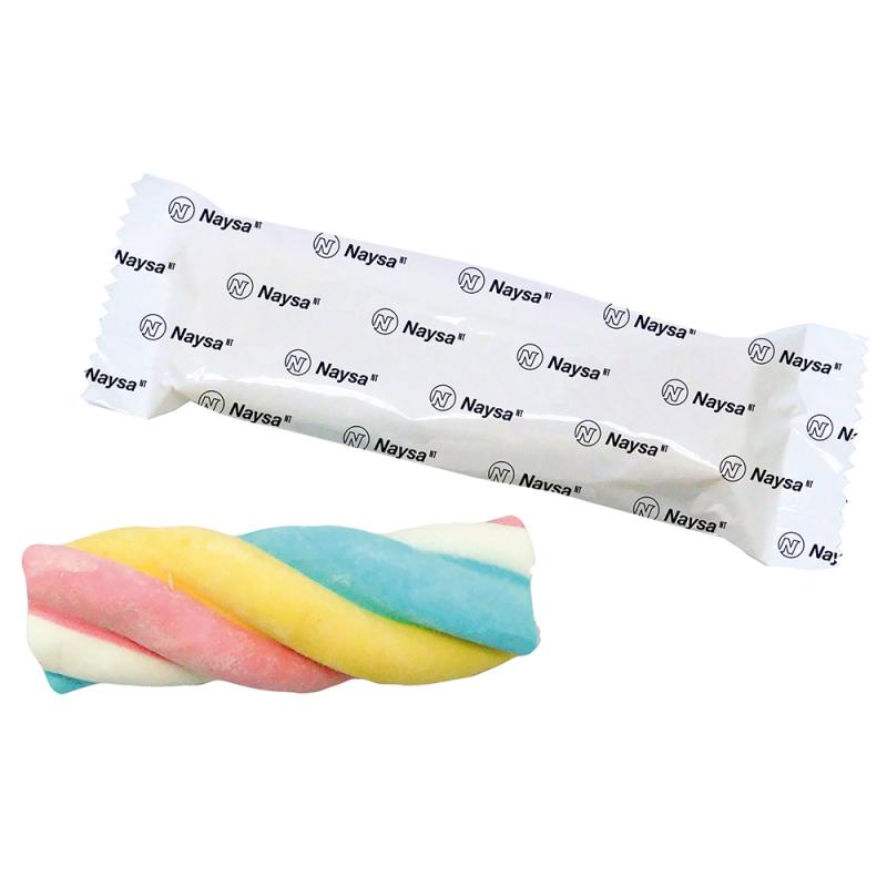 Image of Branded Twist Marshmallow Sweet In Individual Printed Wrapper. Gluten Free