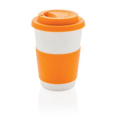 Image of Printed Takeaway Coffee Cup, Bamboo Mug, Orange