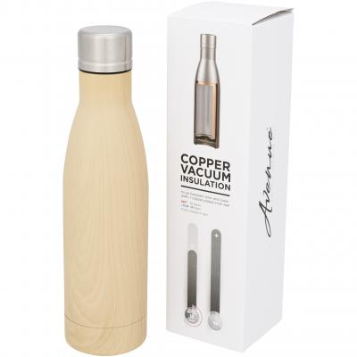 Image of Branded Vasa wood copper vacuum insulated bottle with natural wood look