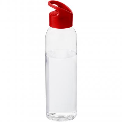 Image of Printed Sky Tritan sports bottle transparent with red lid, BPA free