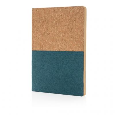 Image of Branded Eco Cork A5 Notebook With Recycled Lined Paper, Blue