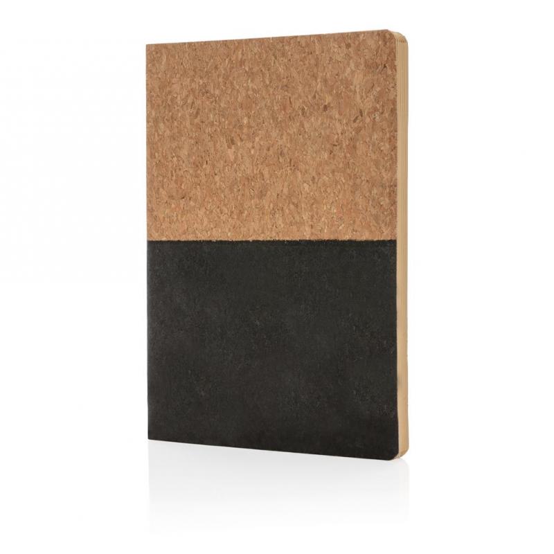 Image of Printed Eco Cork A5 Notebook With Recycled Lined Paper, Black