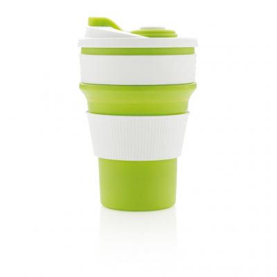 Image of Printed Foldable silicone cup, green 350ml