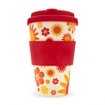 Image of Engraved ecoffee Cup, Reusable Bamboo Mug 14oz Happier