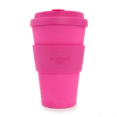 Image of Promotional ecoffee Cup, Takeaway Bamboo Mug 14oz Pink'd