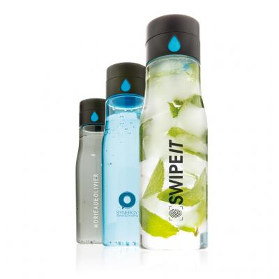 Image of Printed Aqua hydration tracking tritan bottle, transparent