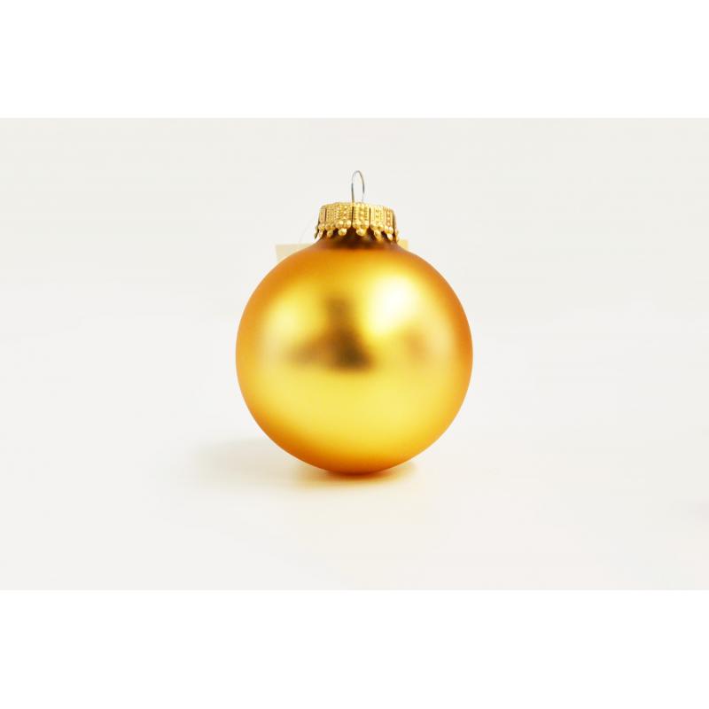 Image of Printed Christmas Glass Bauble 6 cm, Gold. Available in 60mm 70 mm 80mm