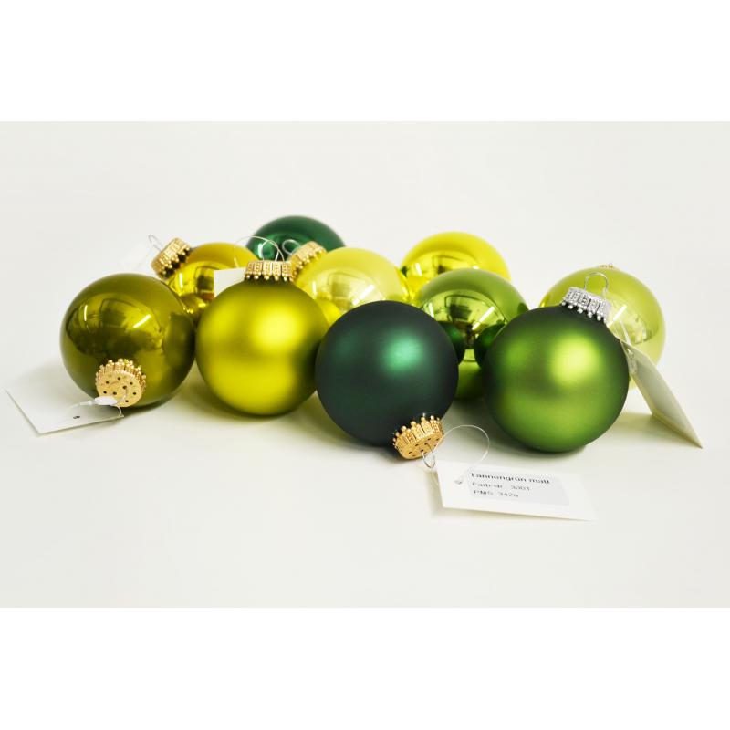 Image of Printed Christmas Glass Bauble 6cm Green. Available in 60mm 70mm 80mm