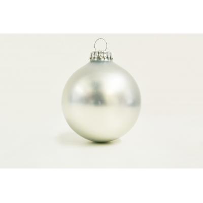 Image of Promotional Christmas Tree Glass Bauble 8cm Silver. Available In 60mm 70mm 80mm