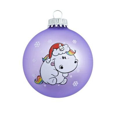 Image of Branded Christmas Tree Bauble 8cm Purple. Available In 60mm 70mm 80mm
