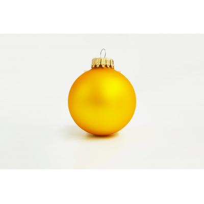 Image of Promotional Christmas Tree Glass Bauble 8cm Yellow. Available In 60mm 70mm 80mm