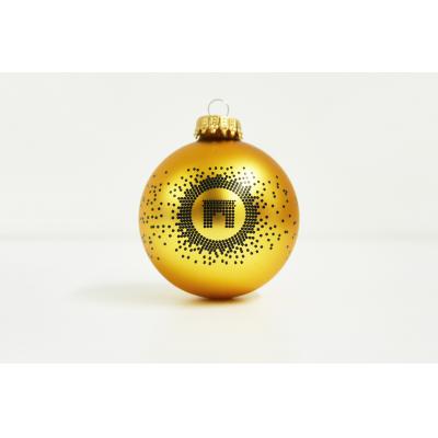 Image of Promotional Christmas Tree Glass Bauble 7cm Gold. Available In 60mm  70mm 80mm
