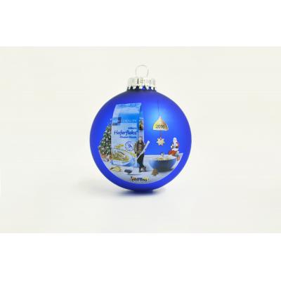 Image of Full Colour Printed Christmas Tree Bauble 7cm Blue. Available In 60mm 70mm 80mm