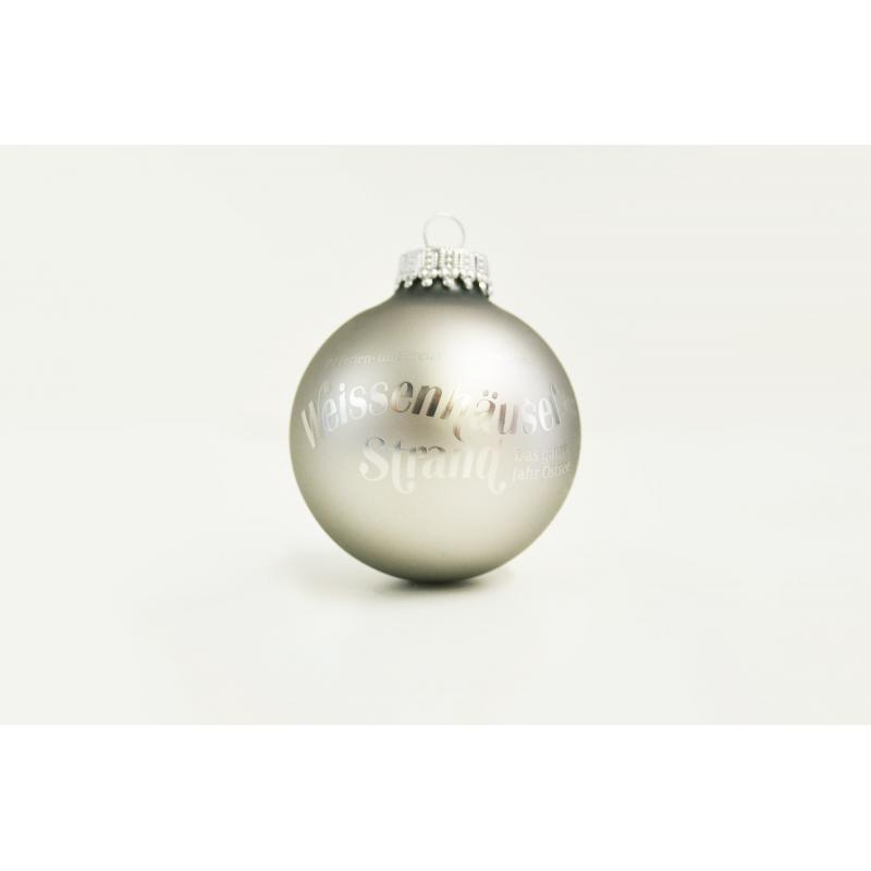 Image of Branded Christmas Tree Bauble 7cm Silver. Available In 60mm 70mm 80mm