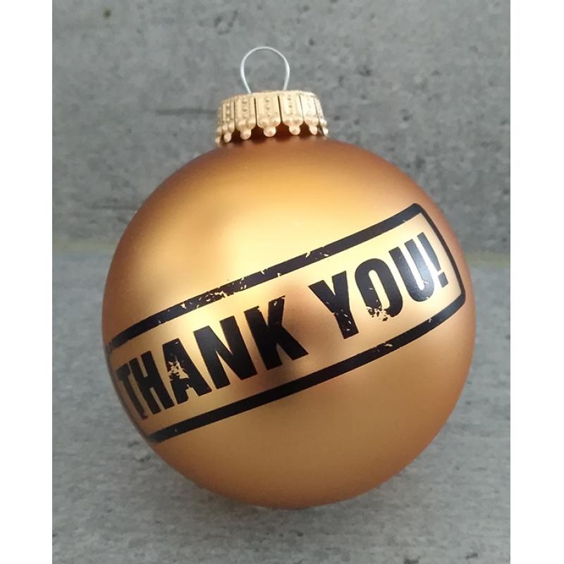 Image of Promotional " THANK YOU" Christmas Bauble 7cm. Quick Delivery