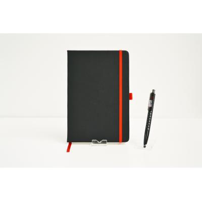 Image of Printed DeNiro A5 Notebook, Promotional Budget PU Notebook Black & Red