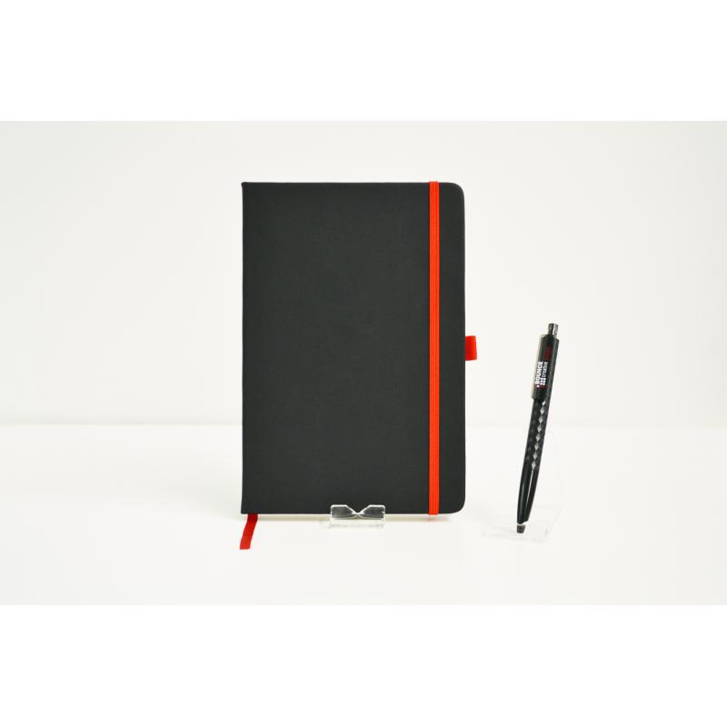 Image of Printed DeNiro A5 Notebook, Promotional Budget PU Notebook Black & Red