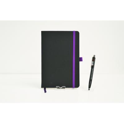 Image of Promotional DeNiro A5 Notebook, Printed Budget PU Notebook Black & Purple