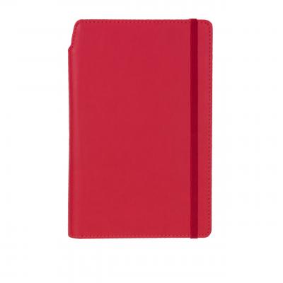 Image of Promotional Curve Notebook, PU A5 Notebook With Integrated Pen Slot, Pillar Box Red