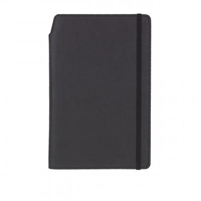 Image of Embossed Curve Notebook, PU A5 Notebook With Integrated Pen Slot, Black