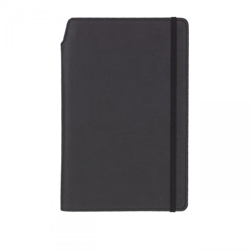 Image of Embossed Curve Notebook, PU A5 Notebook With Integrated Pen Slot, Black
