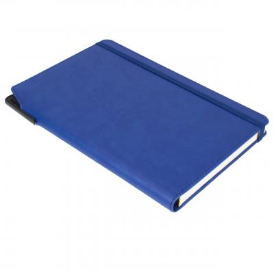 Image of Custom Printed Curve Notebook, PU A5 Notebook With Integrated Pen Slot, Blue