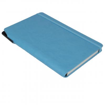 Image of Promotional Curve Notebook, PU A5 Notebook With Integrated Pen Slot, Light Blue