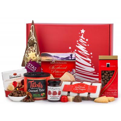 Image of Branded Christmas Festive Treat Hamper Presented In Luxury Red Gift Box
