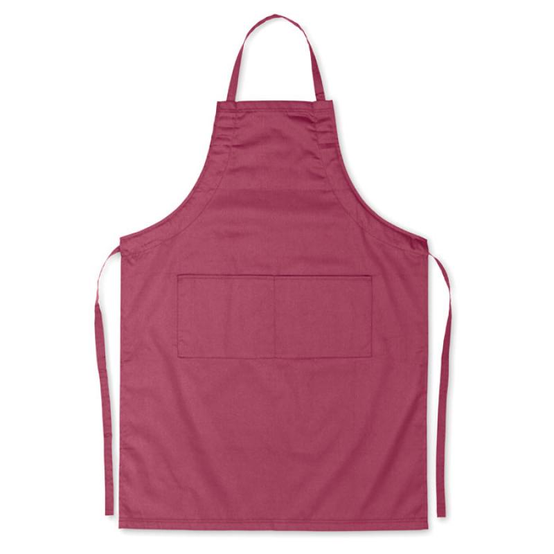 Image of Branded Adjustable Cotton Apron With Two Front Pockets, Burgundy
