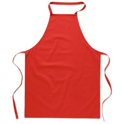 Image of Promotional 100% Cotton Apron Red, Low Cost Branded Apron
