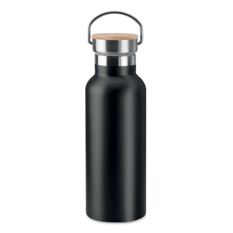 Image of Promotional Stainless Steel Insulated Bottle With Bamboo Lid,black 500ml