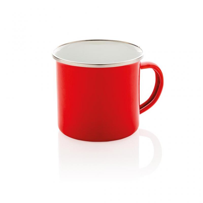 Image of Engraved vintage enamel camping mug, red