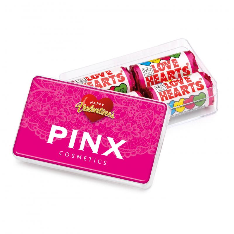 Image of Branded Mini Love Heart Sweets Presented In A Clear Gift Box