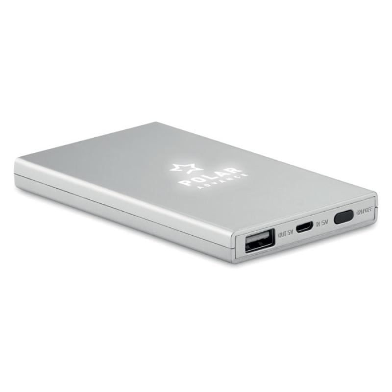 Image of Branded wireless power bank with engraved light up logo