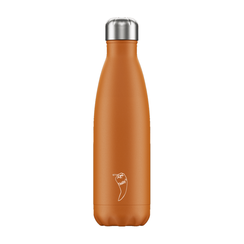 Image of Engraved Chilly's Bottles Matte Burnt Orange 500ml, Official Chilly's Bottle