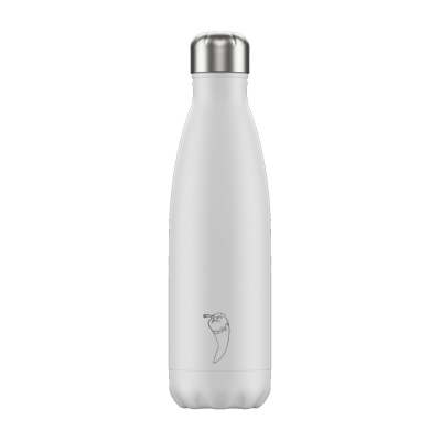 Image of Engraved Chilly's Bottle Monochrome White 500ml, Official Chilly's Bottles