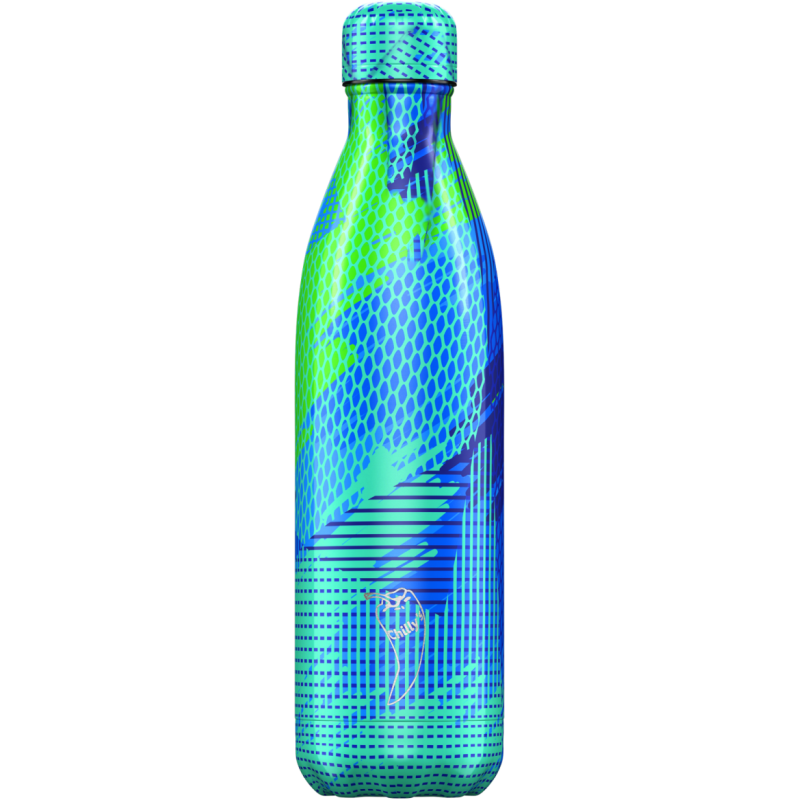Image of Promotional Chilly's Bottle Abstract Blue 750ml, Official Chilly's Bottles