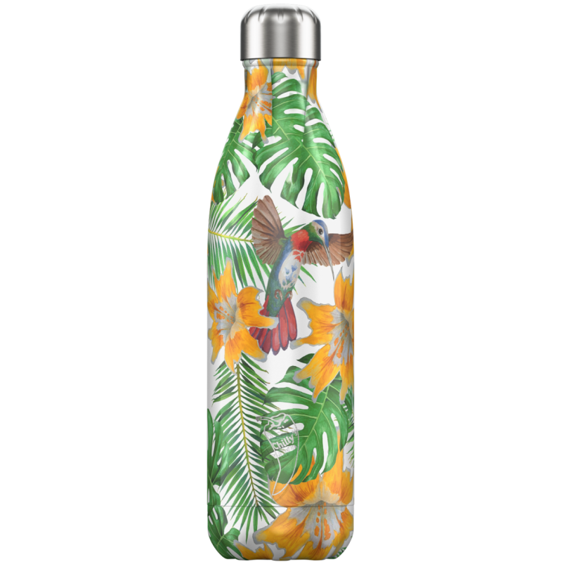 Image of Engraved Chilly's Bottle Tropical Flower 750ml, Official Chilly's Bottles
