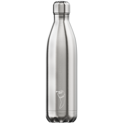 Image of Engraved Chilly's Bottle Silver Stainless Steal 750ml, Official Chilly's Bottles