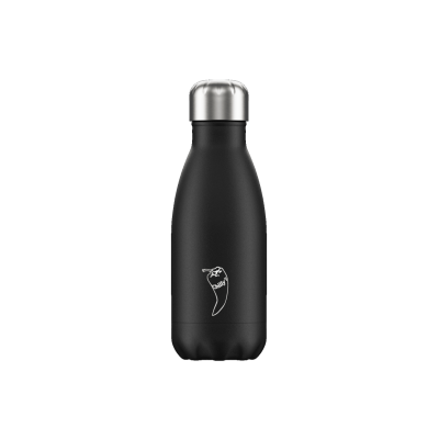 Image of Engraved Chilly's Bottle Monochrome Black 260ml, Official Chilly's Bottles