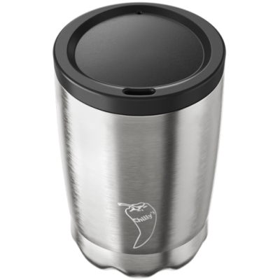 Image of Promotional Chilly's Reusable Coffee Cup Stainless Steel Silver