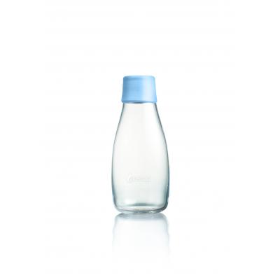 Image of Promotional Retap glass water bottle 300ml with baby blue lid